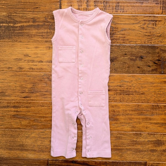 L’ovedbaby Organic Sleeveless Overall, 6-9m, mauve pink - Picture 1 of 7
